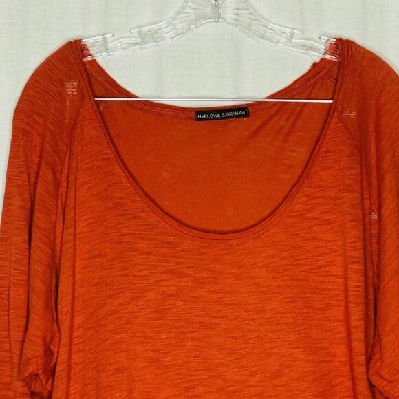 Harlowe & Graham Dark Orange Cotton Blend Oversize Top M - Picture 2 of 3